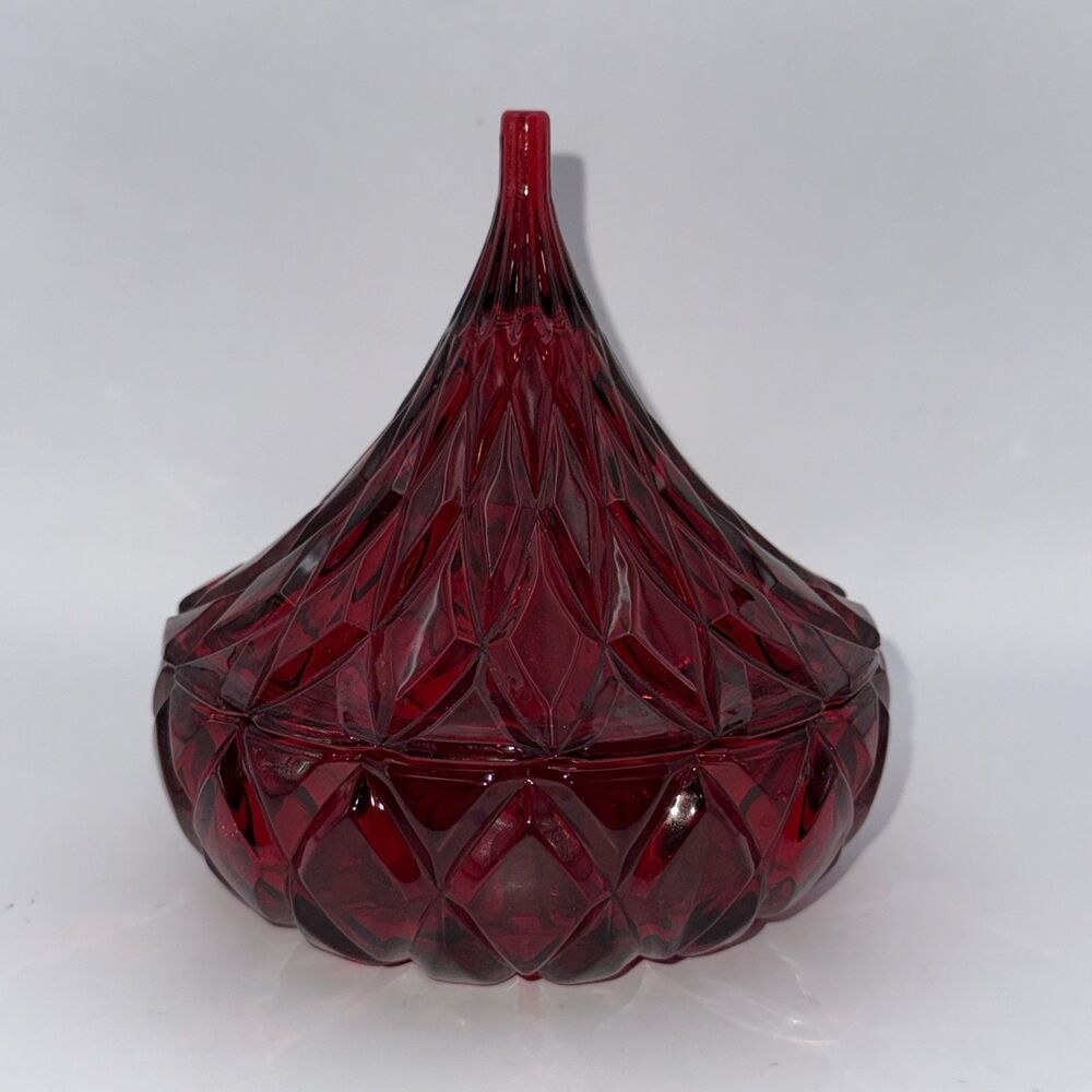 Godinger Hershey’s Kisses Crystal Red Candy Dish Bowl Display Gift